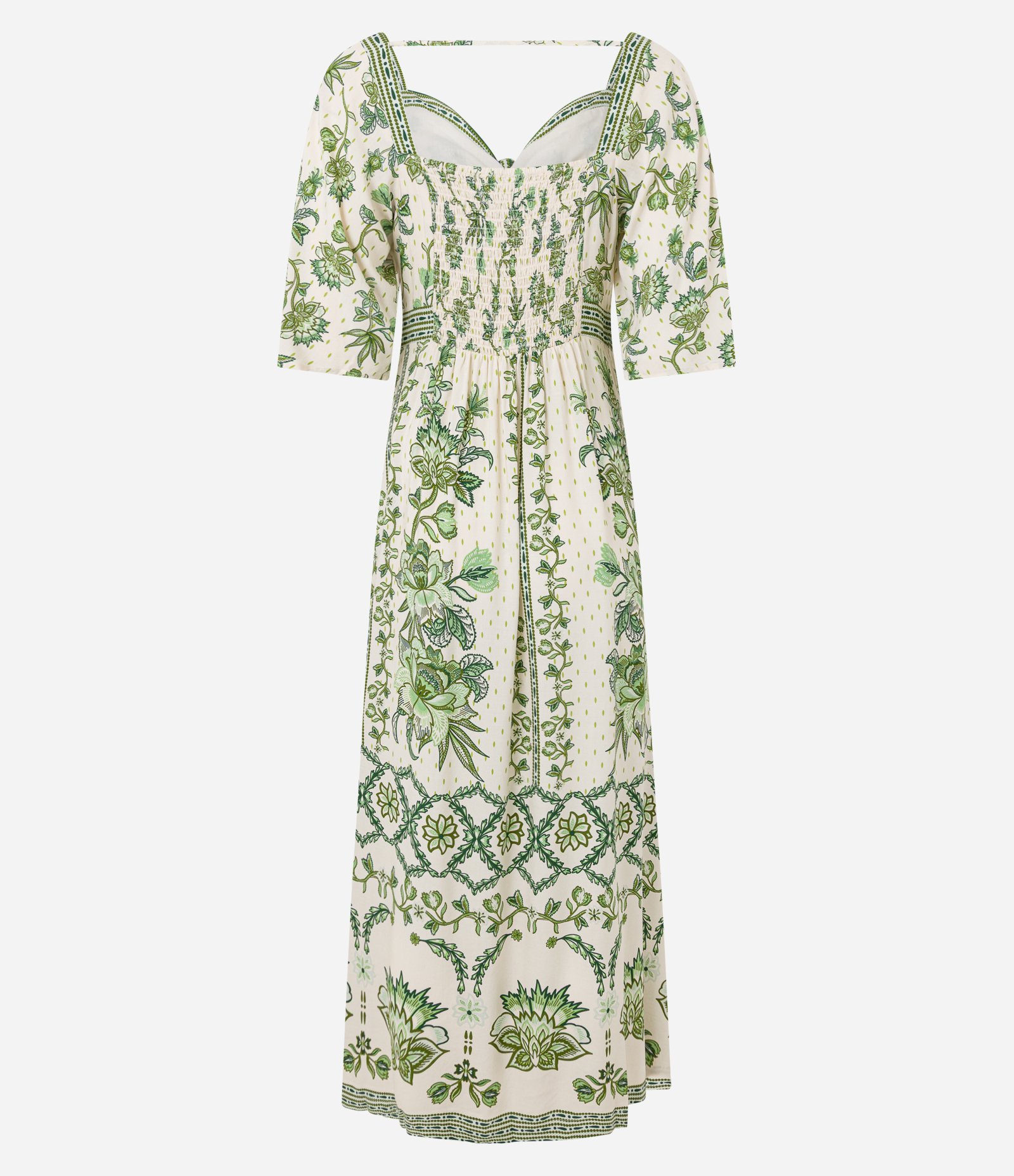 Vestido Evasê Longo em Chalis com Estampa Floral Bege 8