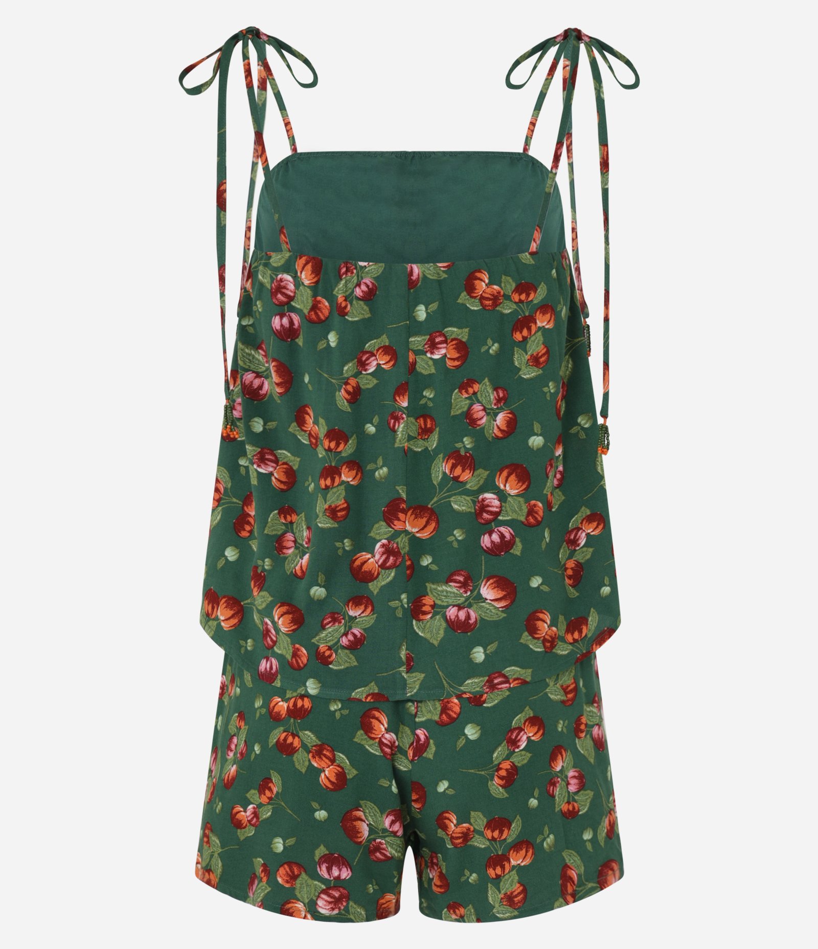 Macaquinho em Viscose com Amarração nas Alças e Estampa Tropical Verde 6