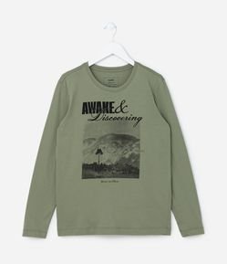 Camiseta Infantil com Estampa Paisagem - Tam 5 a 14 Anos