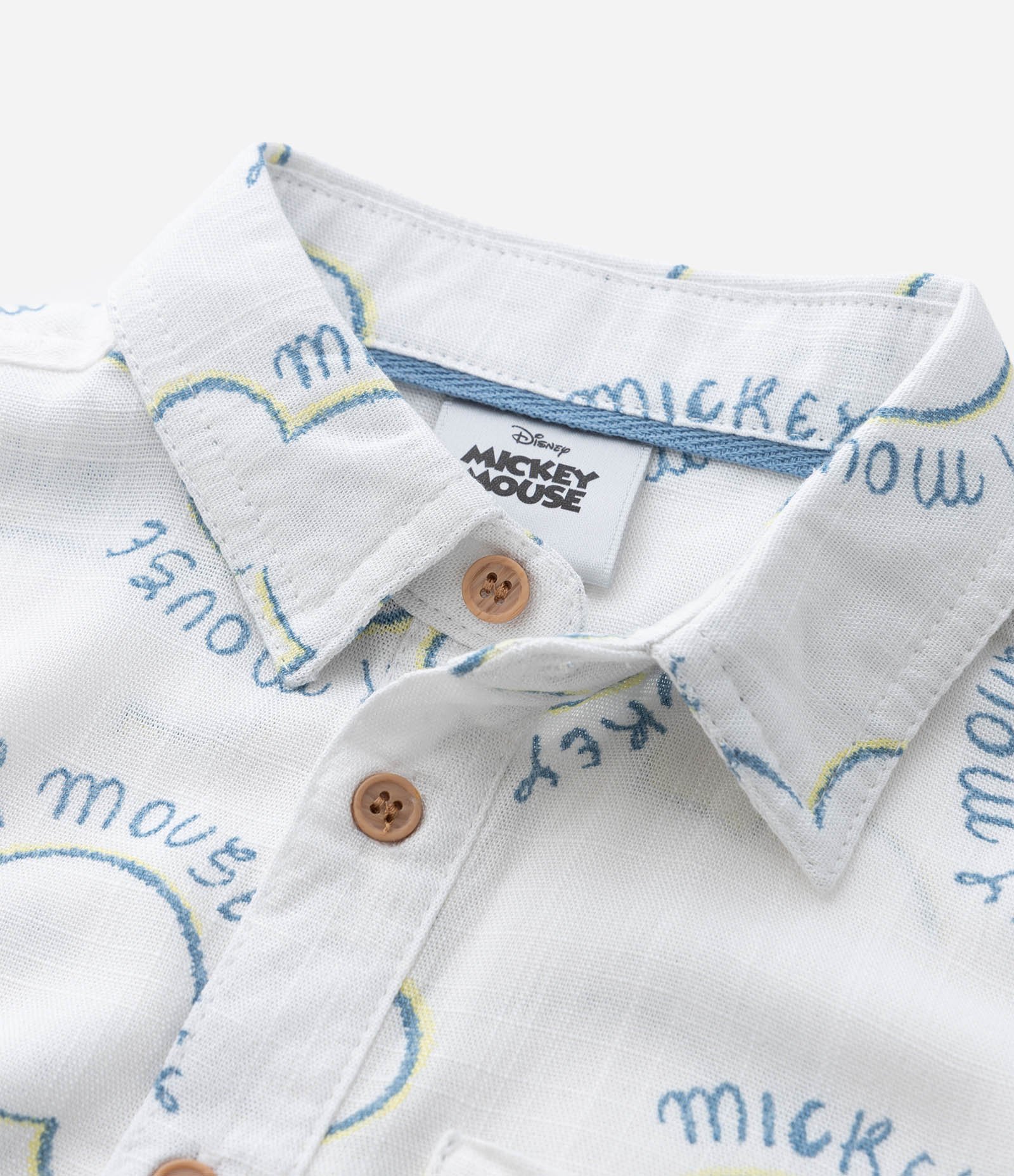 Camisa Infantil com Ícone de Repetição Mickey - Tam 1 a 6 Anos Branco 6