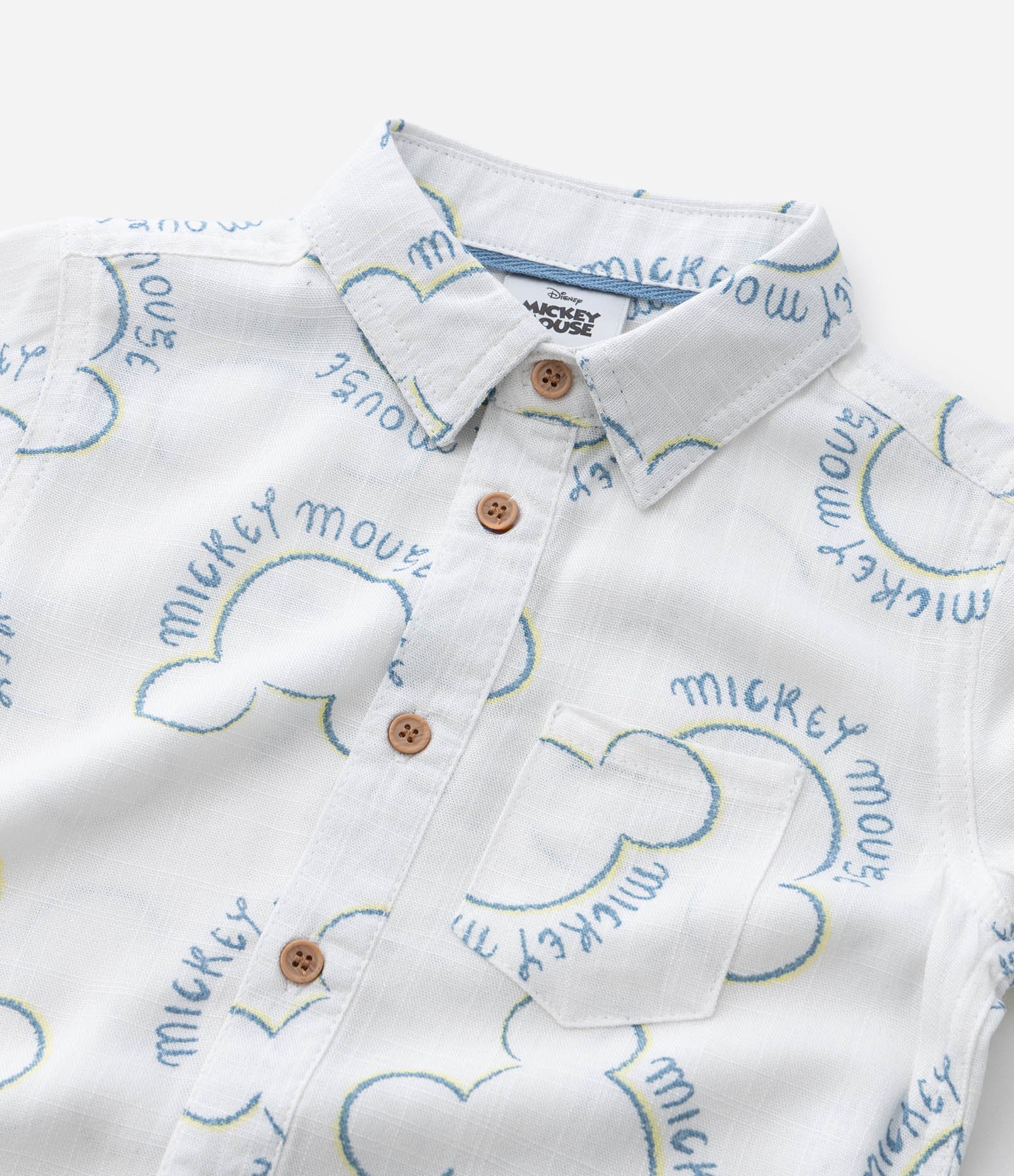 Camisa Infantil com Ícone de Repetição Mickey - Tam 1 a 6 Anos Branco 7