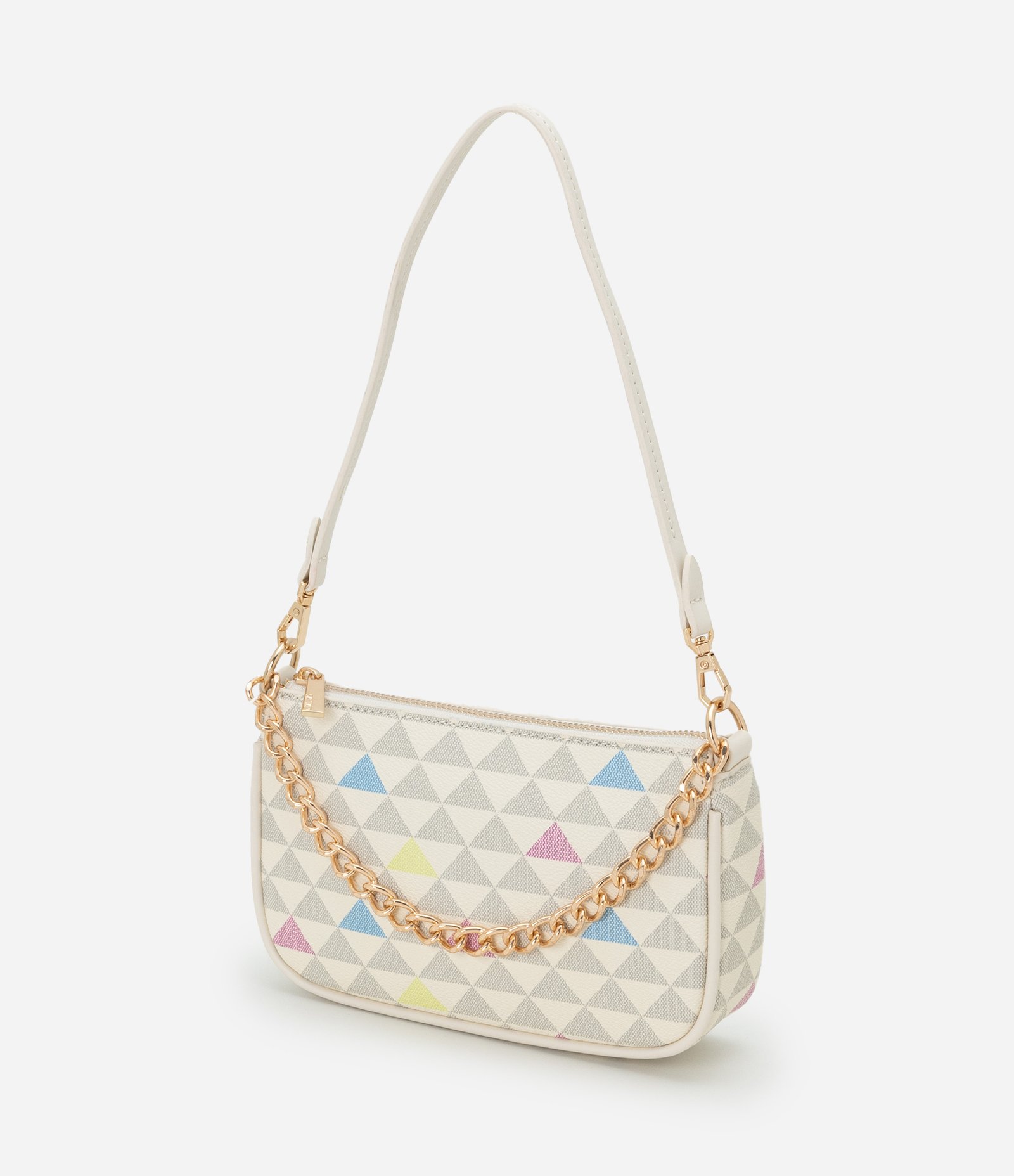Bolsa Baguete Pequena com Detalhe de Corrente Off White 4