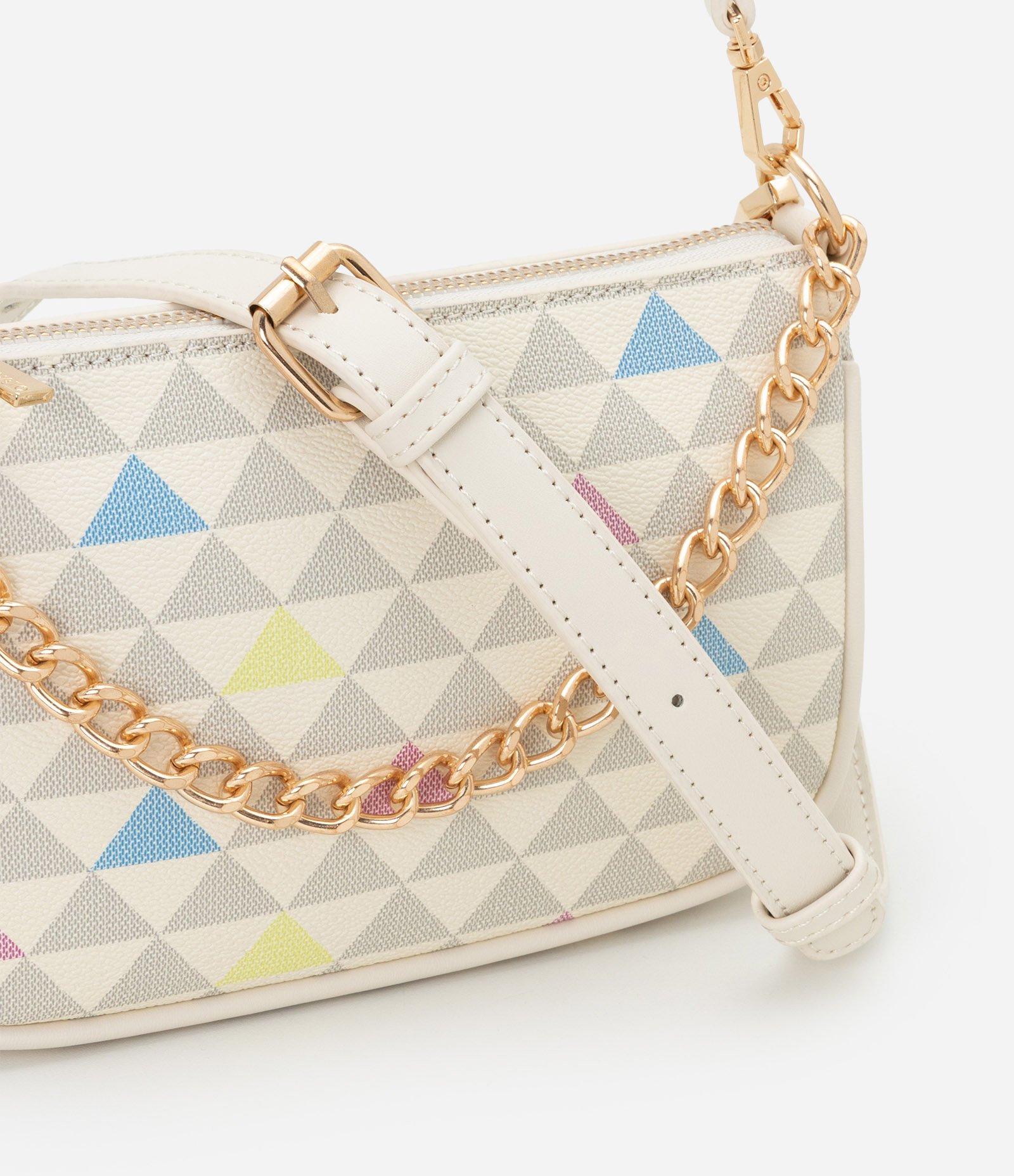 Bolsa Baguete Pequena com Detalhe de Corrente Off White 6