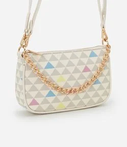 Bolsa Baguete Pequena com Detalhe de Corrente