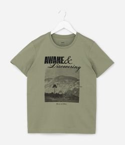Camiseta Infantil com Estampa Paisagem - Tam 5 a 14 Anos