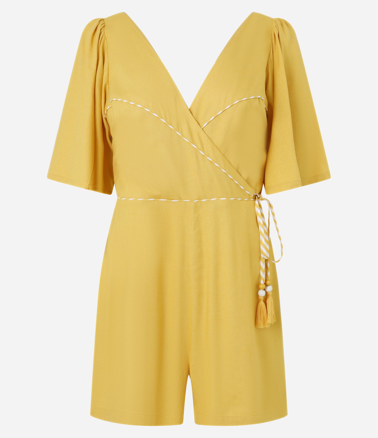 Macaquinho em Viscolinho com Transpasse e Amarração Amarelo 5