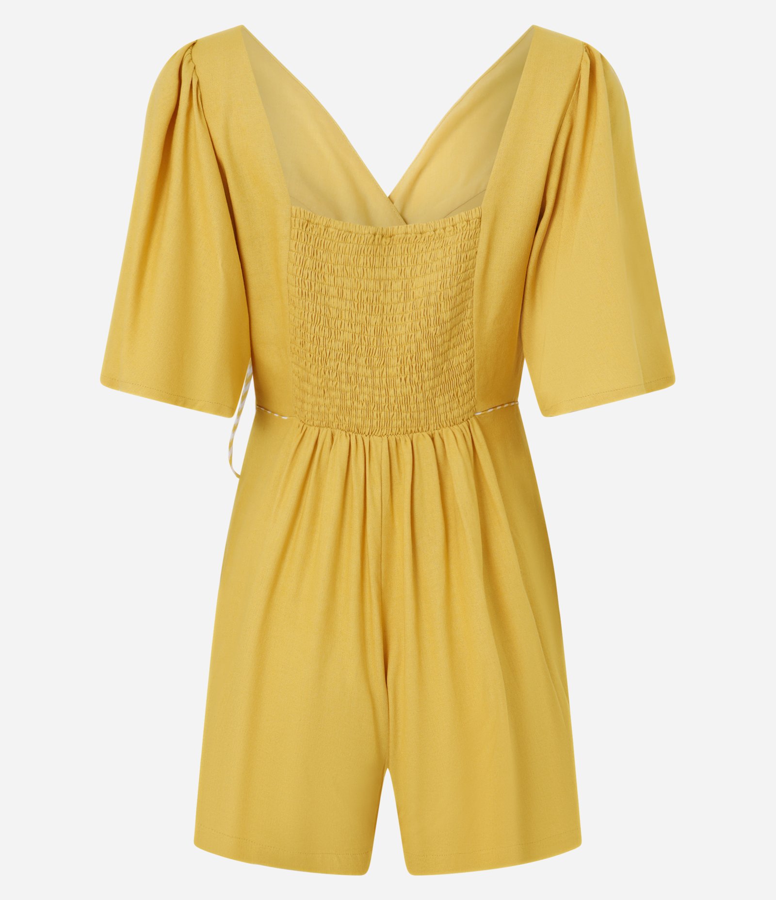 Macaquinho em Viscolinho com Transpasse e Amarração Amarelo 6