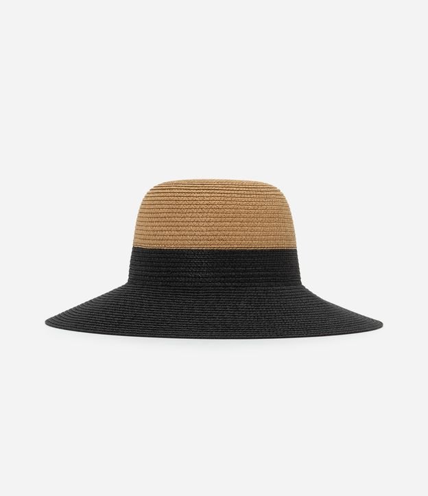 Chapéu de Praia em Palha com Aba Alongada Bicolor