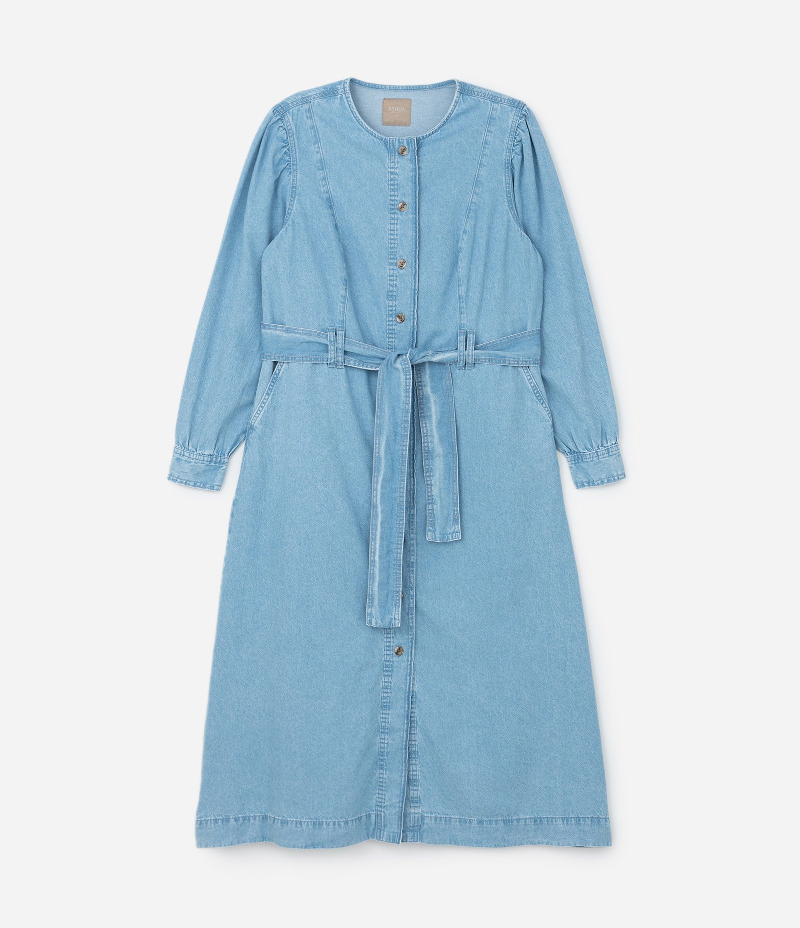 Vestido Midi em Jeans Leve com Abotoamento Frontal Curve & Plus Size Azul 5