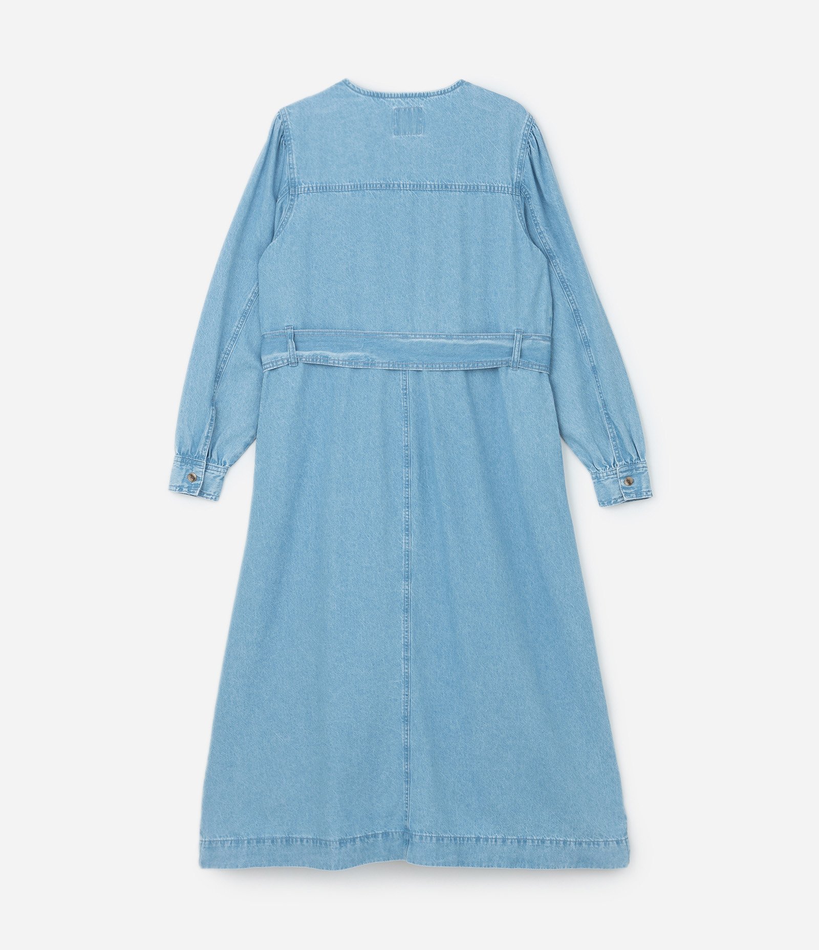 Vestido Midi em Jeans Leve com Abotoamento Frontal Curve & Plus Size Azul 6