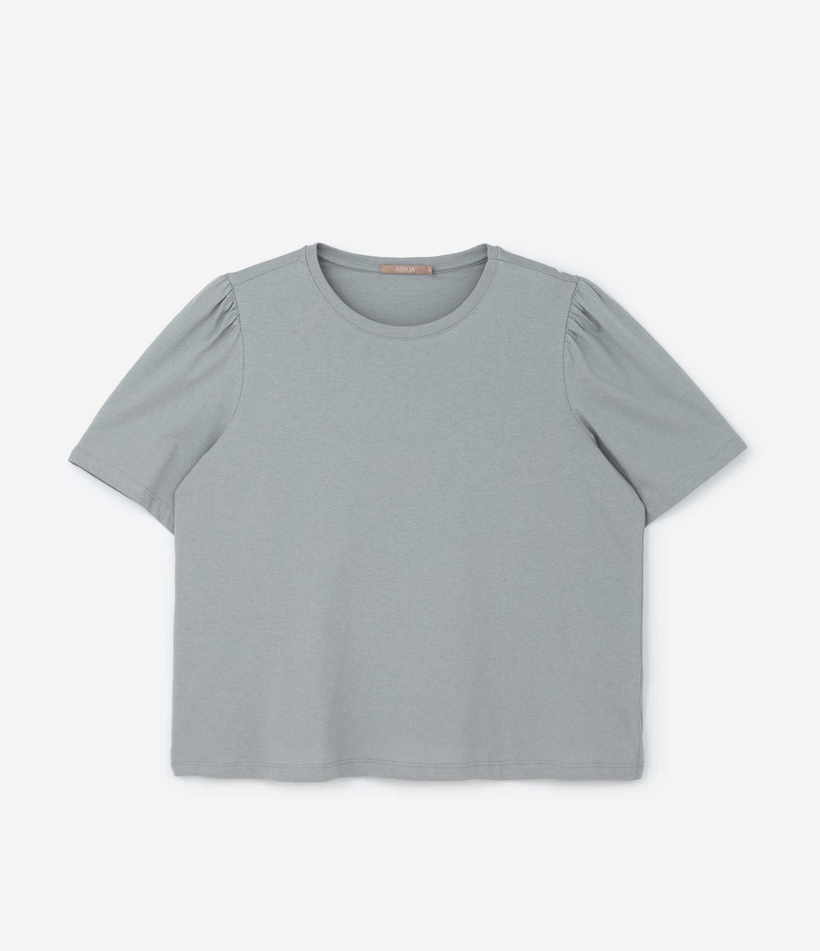 Blusa em Algodão com Manga Bufante Curve & Plus Size Cinza 3