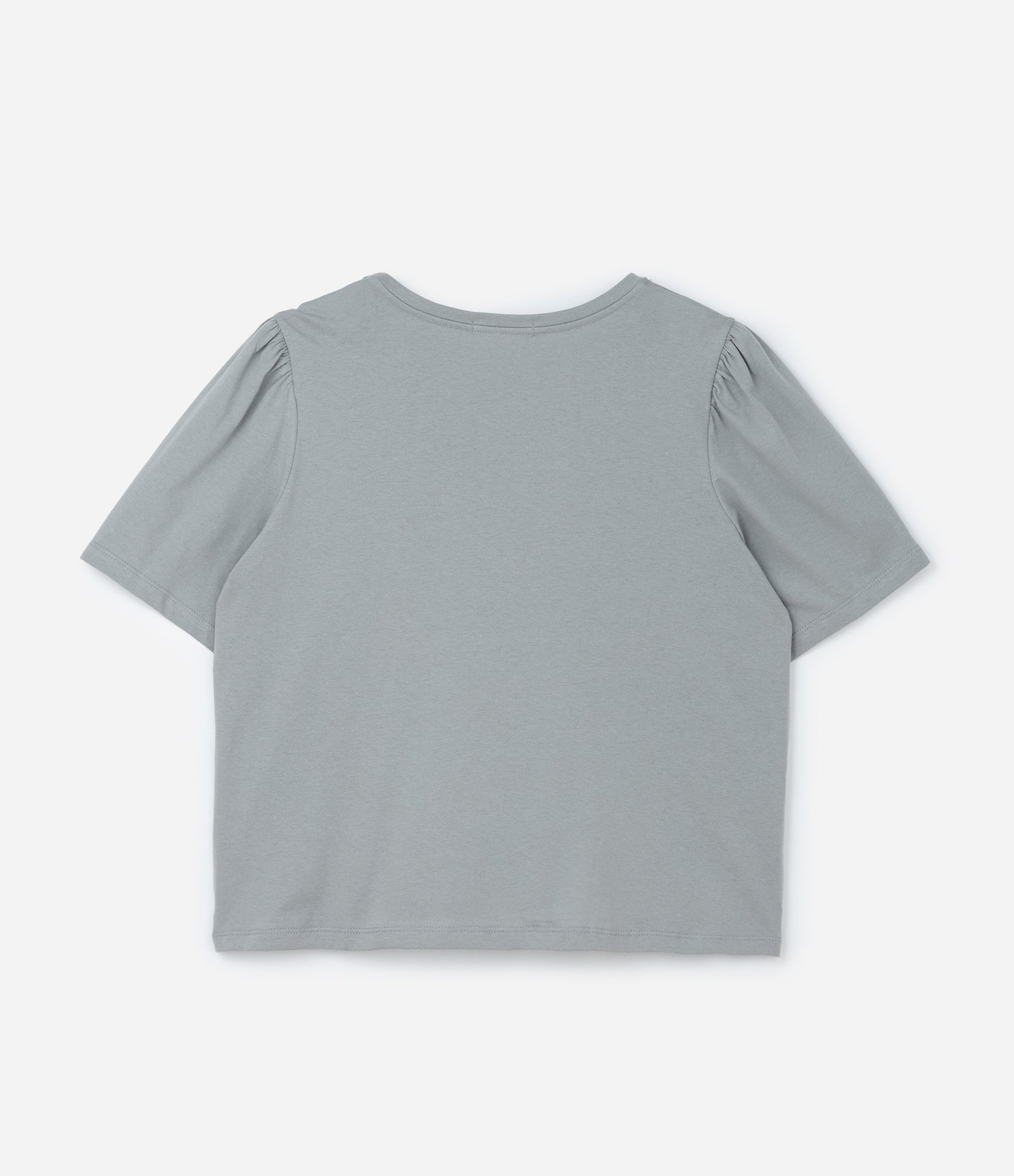 Blusa em Algodão com Manga Bufante Curve & Plus Size Cinza 4