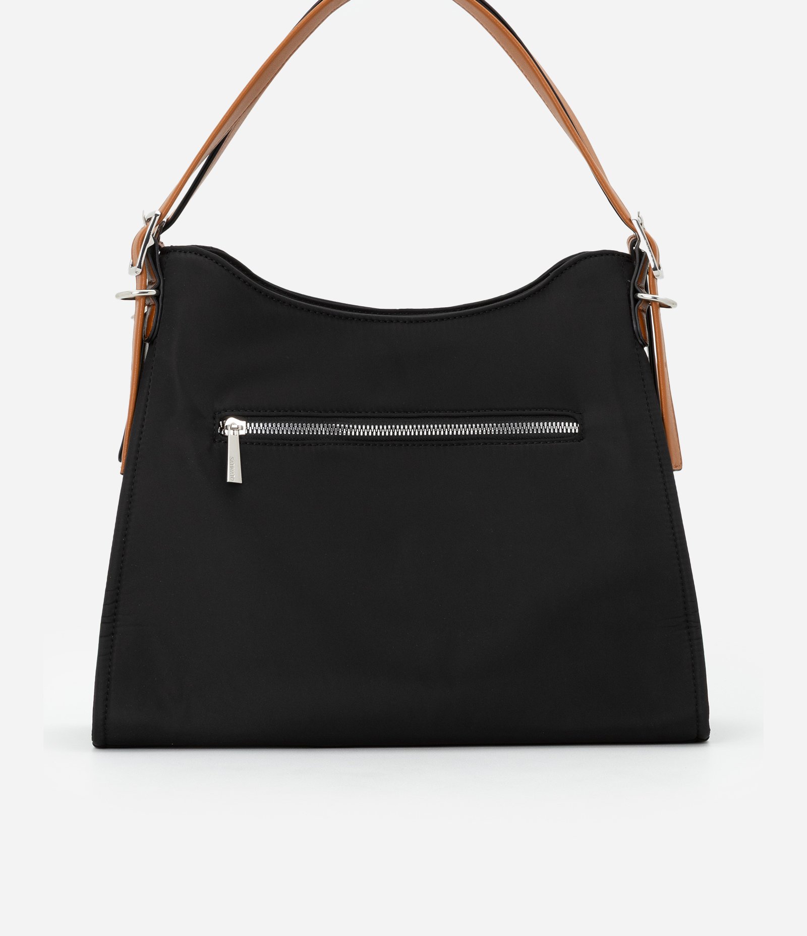 Bolsa Hobo Grande com Alça e Detalhes Contrastantes Preto 4
