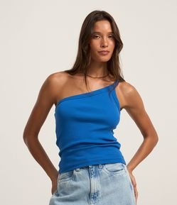 Blusa um Ombro só em Ribana com Textura Leve