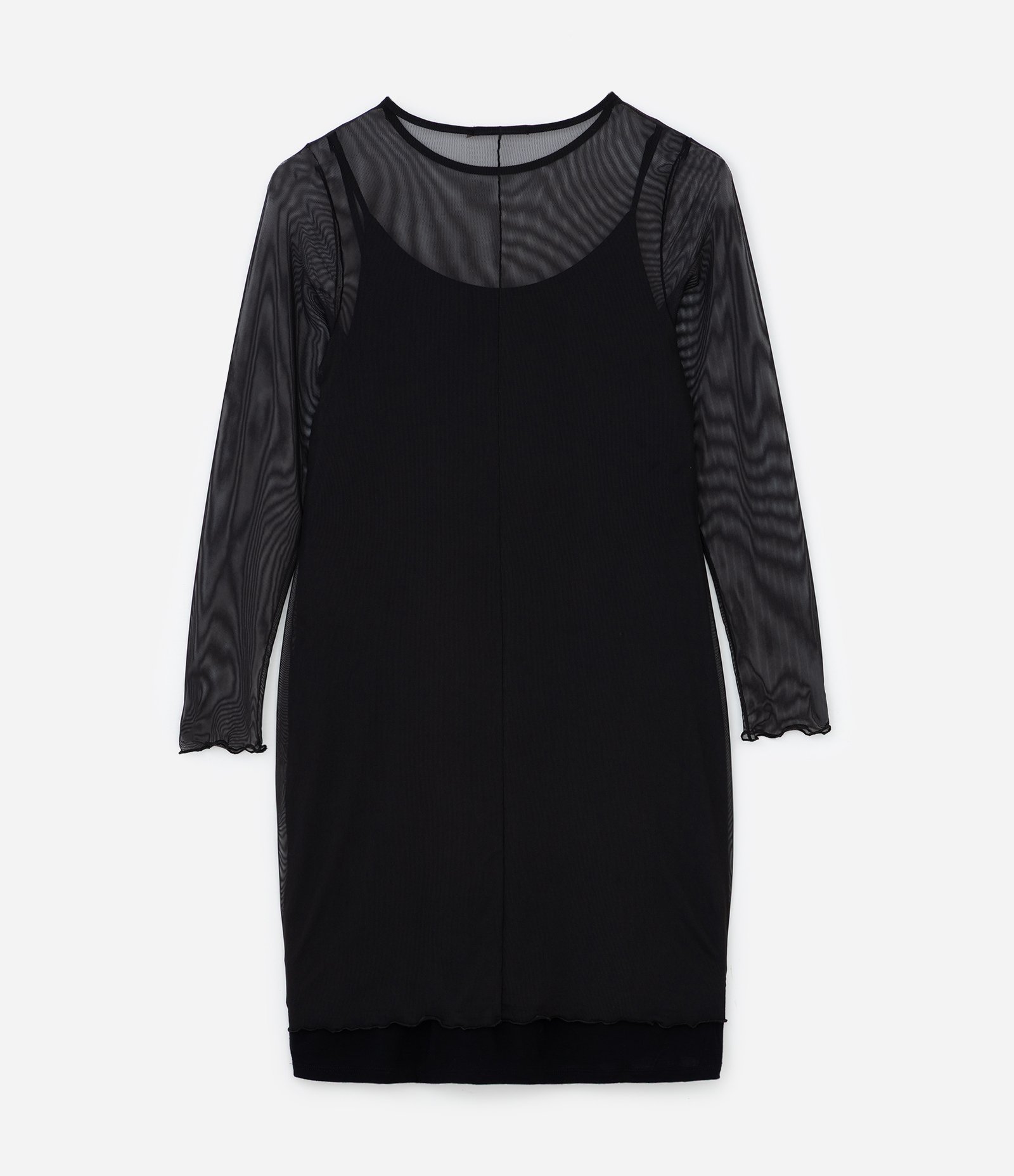 Vestido Curto em Tule com Manga Longa Curve & Plus Size Preto 7