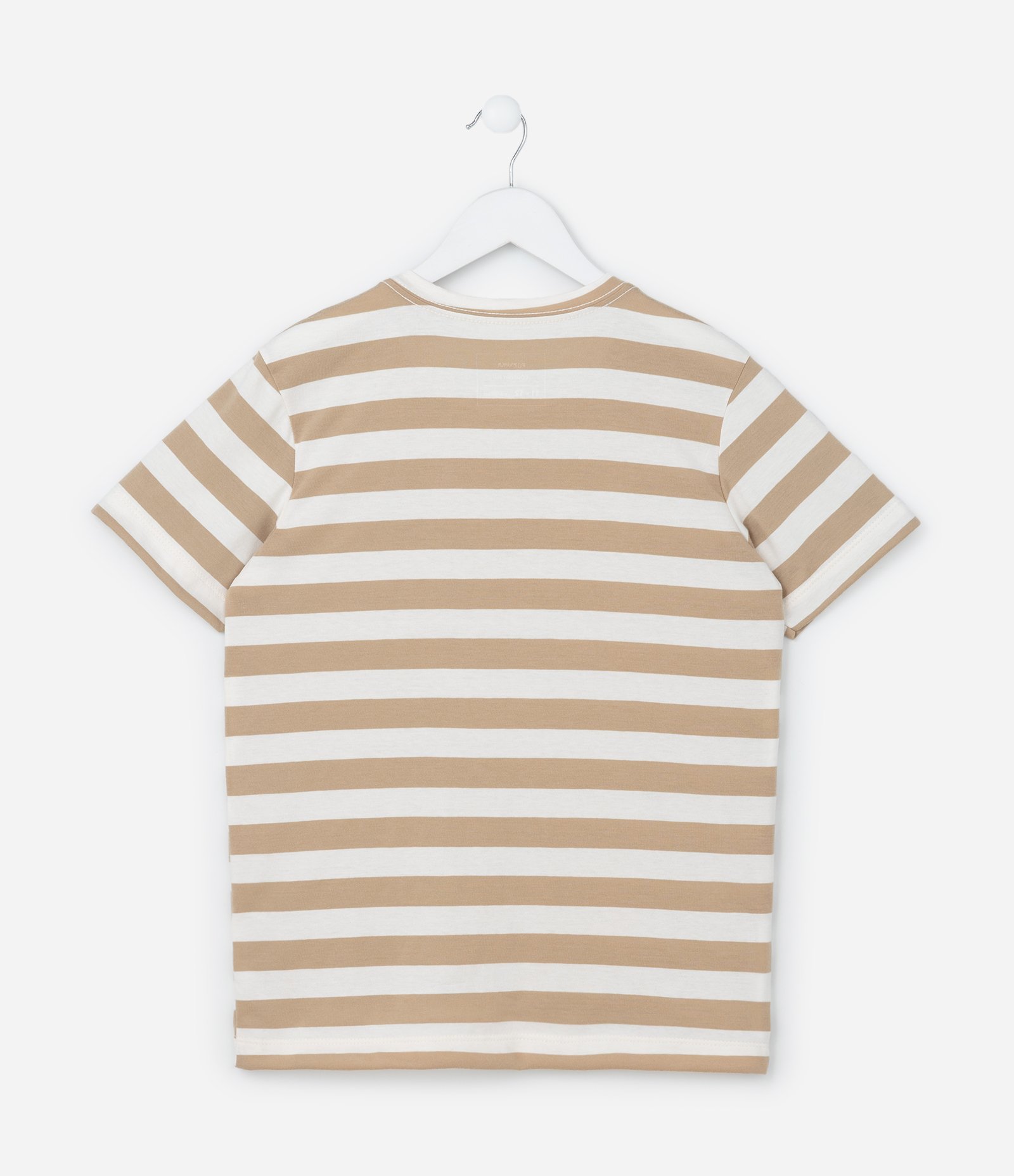 Camiseta Infantil com Estampas Listras - Tam 5 a 14 Anos Bege 2
