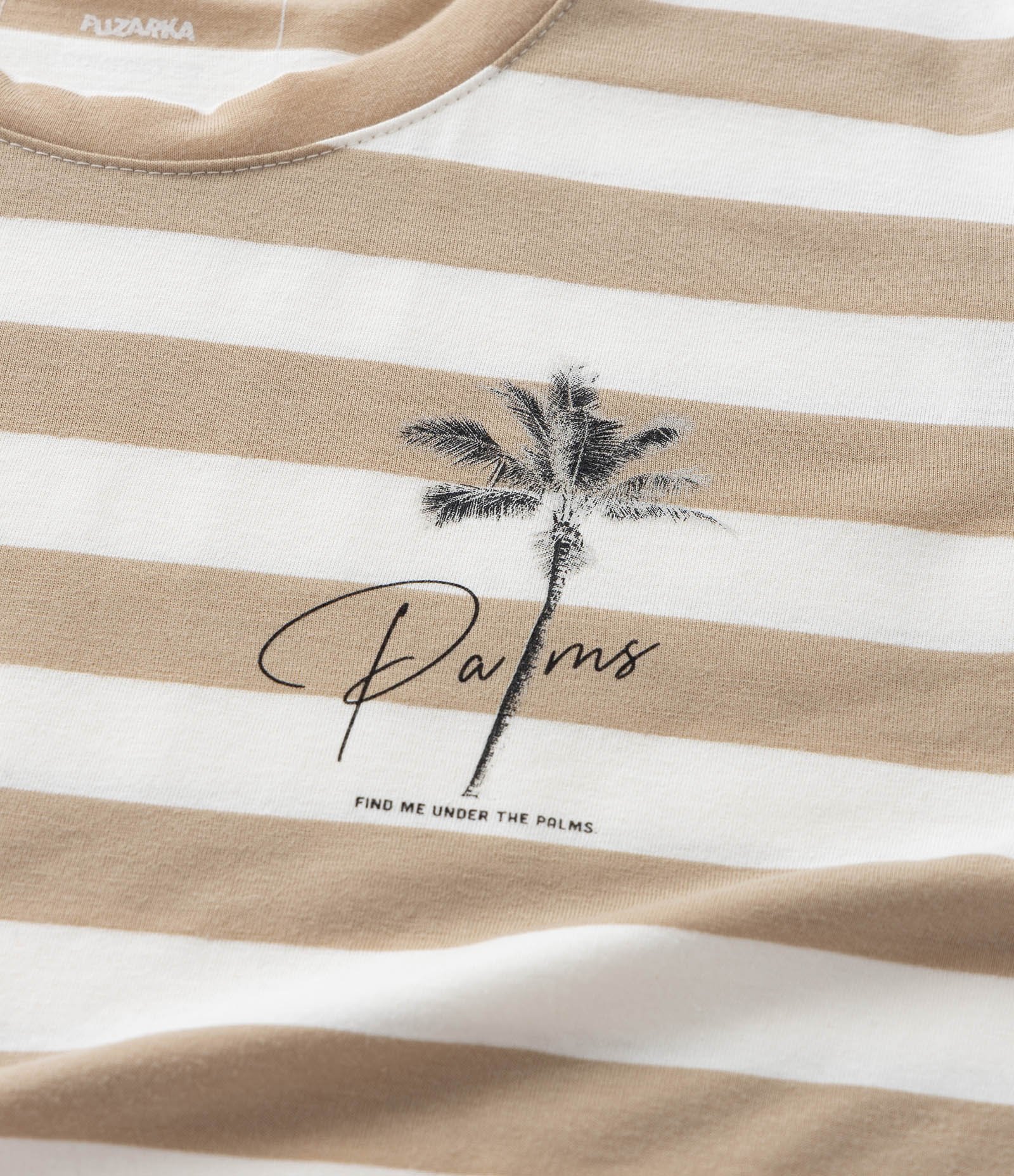 Camiseta Infantil com Estampas Listras - Tam 5 a 14 Anos Bege 4