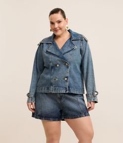 Short Jeans com Recortes e Bolso Frontais Curve & Plus Size
