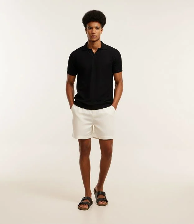 Camisa Polo Regular em Algodão com Textura