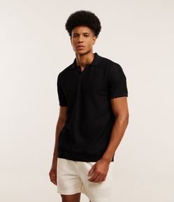 Camisa Polo Regular em Algodão com Textura