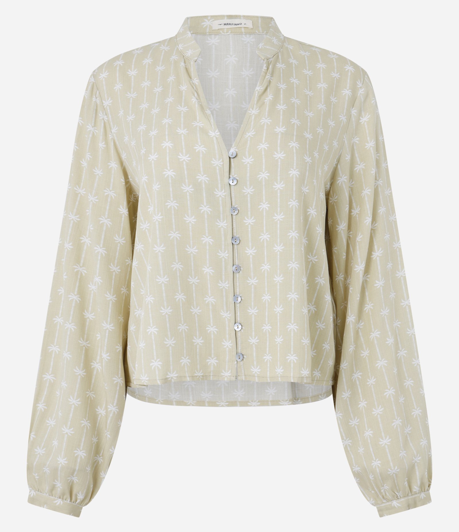 Camisa em Viscose com Gola Padre e Botões Bege 5