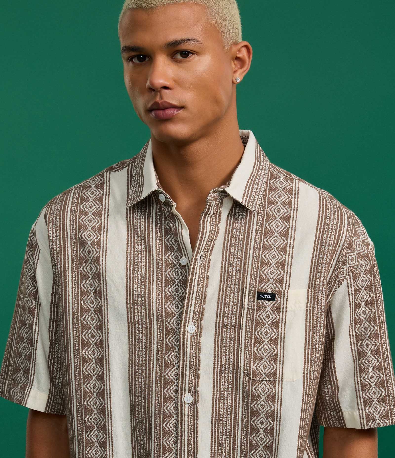 Camisa Relaxed em Jacquard com Estampa Étnica Marrom 4