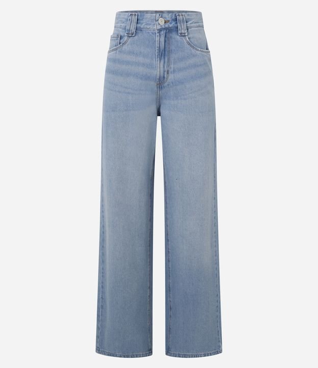 Calça Wide Leg em Jeans com Cós Alfaiatado
