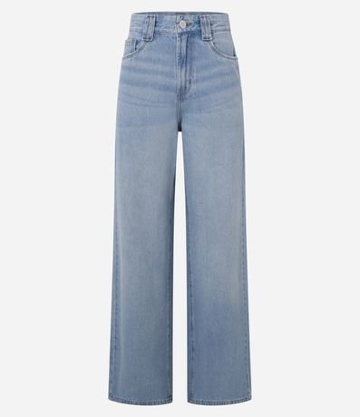 Calça Wide Leg em Jeans com Cós Alfaiatado Calça Wide Leg em Jeans com Cós Alfaiatado