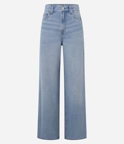 Calça Wide Leg em Jeans com Cós Alfaiatado