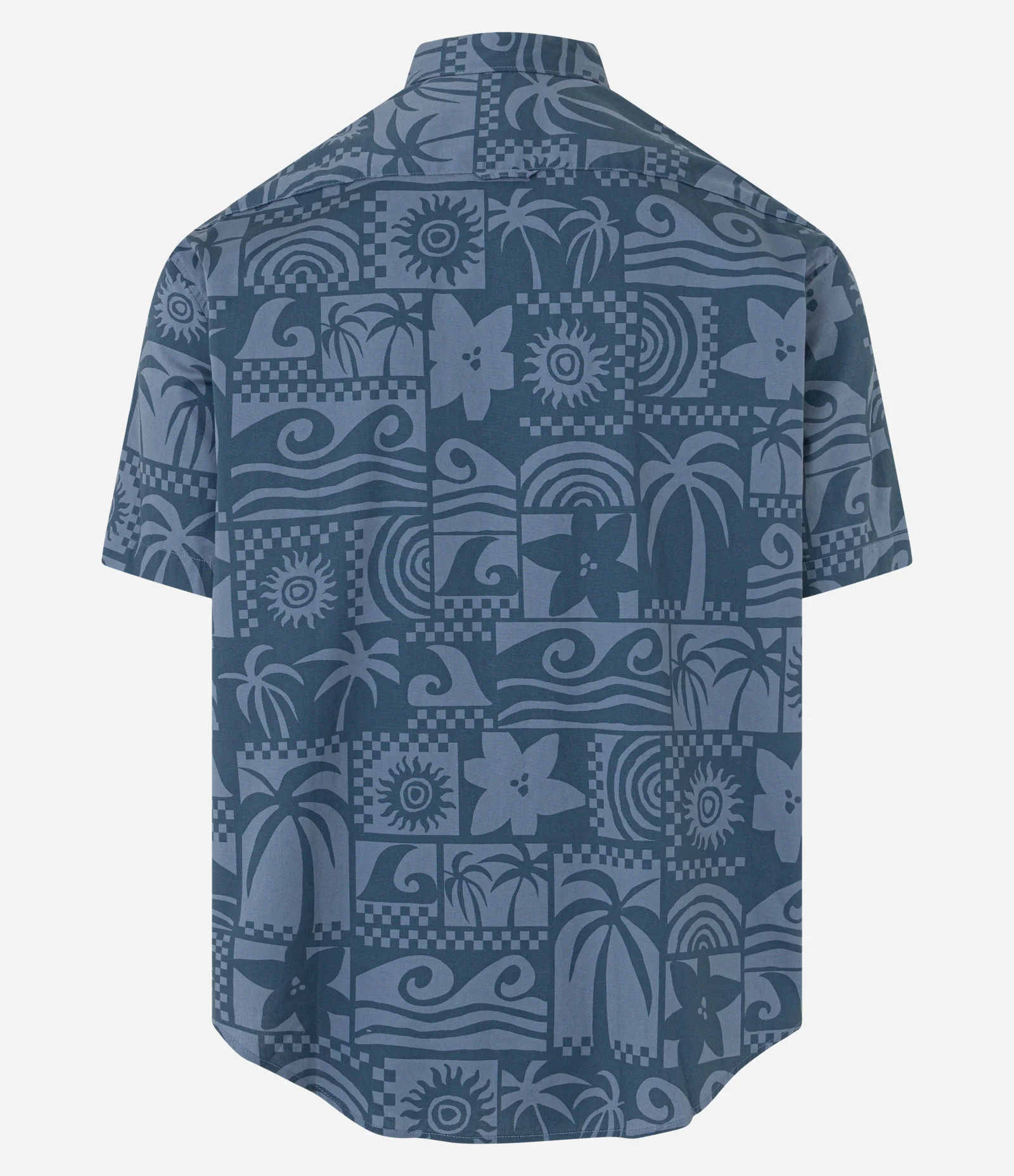 Camisa Relaxed em Tricoline com Estampa Tropical Azul 6
