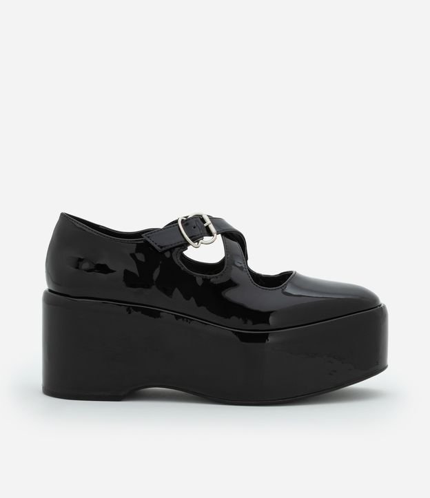 Sapato Mocassim Envernizado com Salto Plataforma