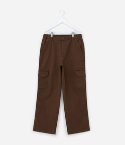 Calça Reta Infantil em Sarja com Bolso Cargo - Tam 5 a 14 anos