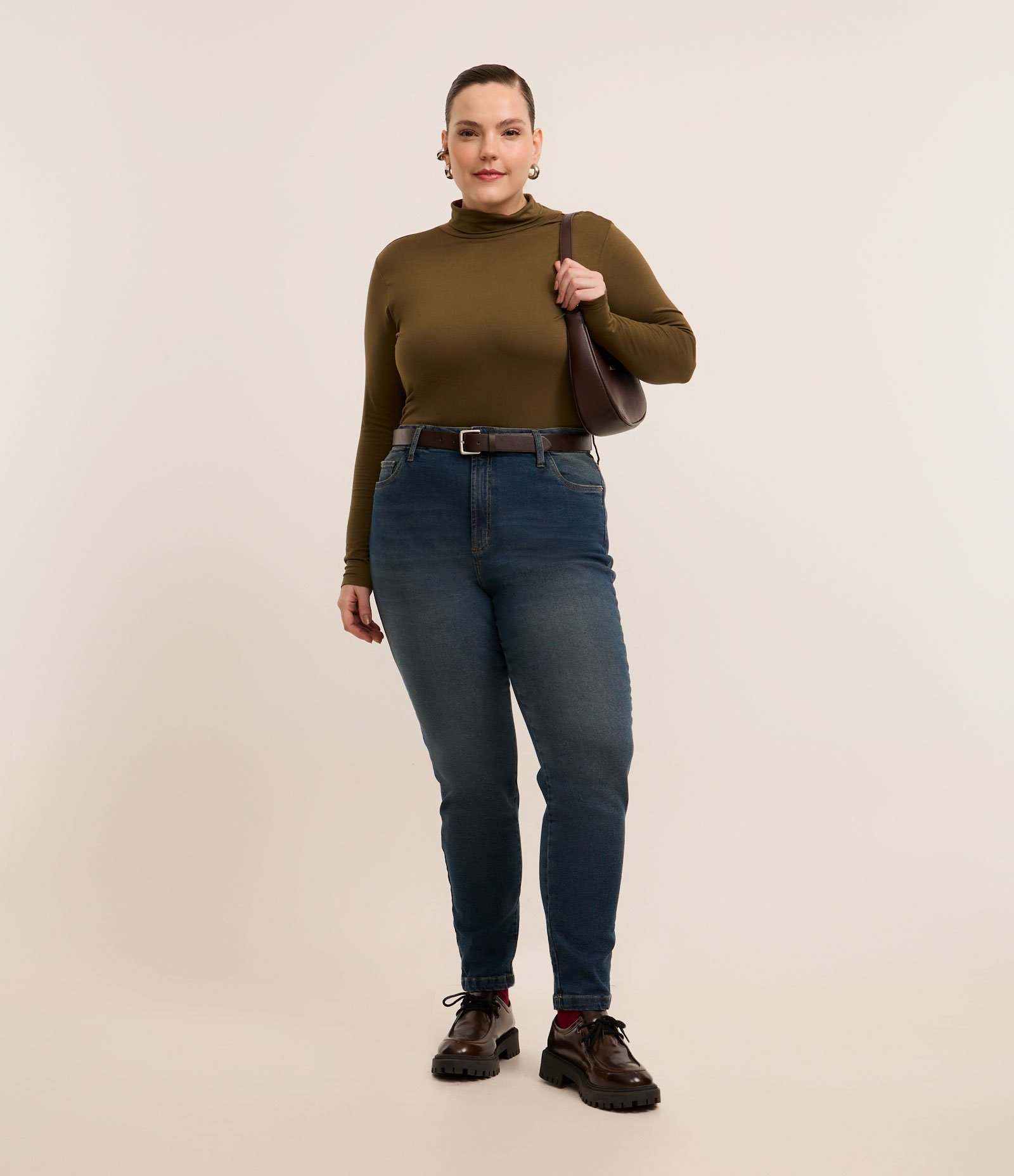 Calça Skinny em Jeans com Elastano e Lavagem Dirty Curve & Plus Size Azul 1