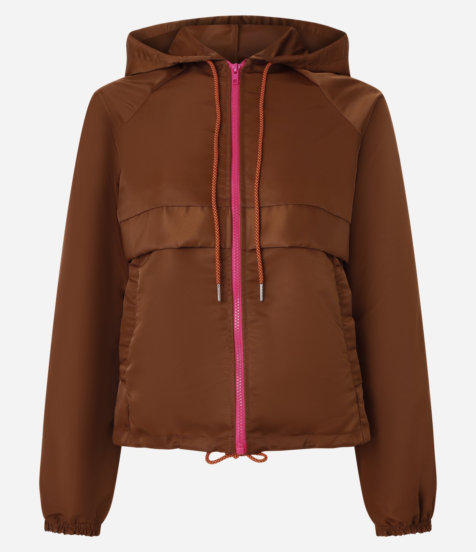 Jaqueta Corta Vento com Aviamentos Contrastantes Marrom 6