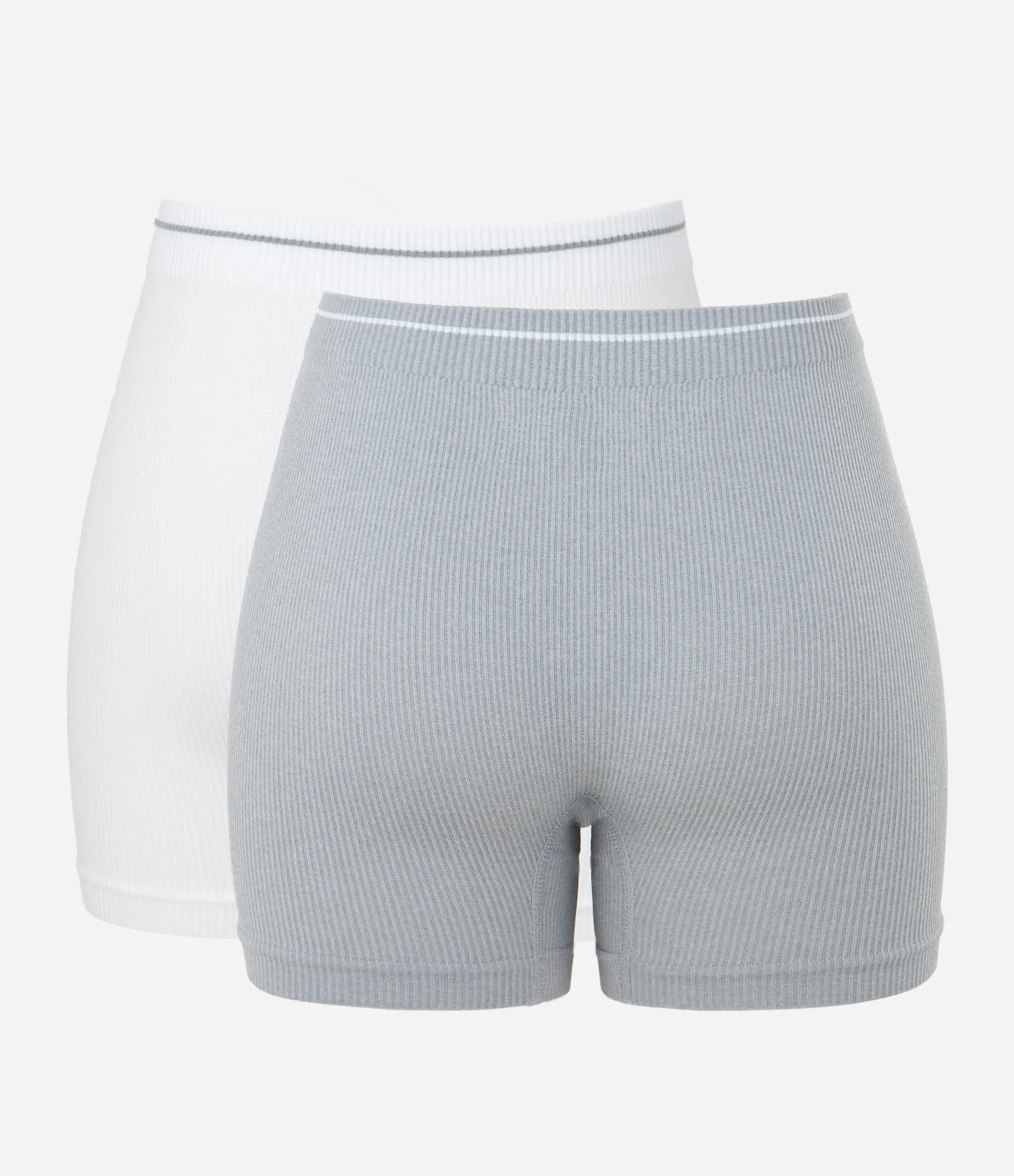 Kit 02 Calcinhas Boyshort em Microfibra Sem Costura Branco/Cinza 2