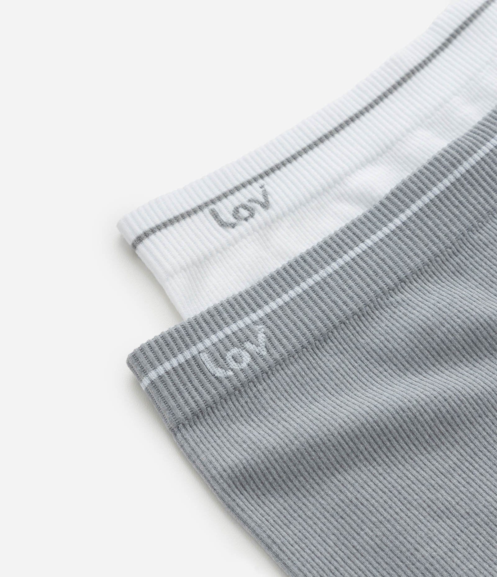 Kit 02 Calcinhas Boyshort em Microfibra Sem Costura Branco/Cinza 4