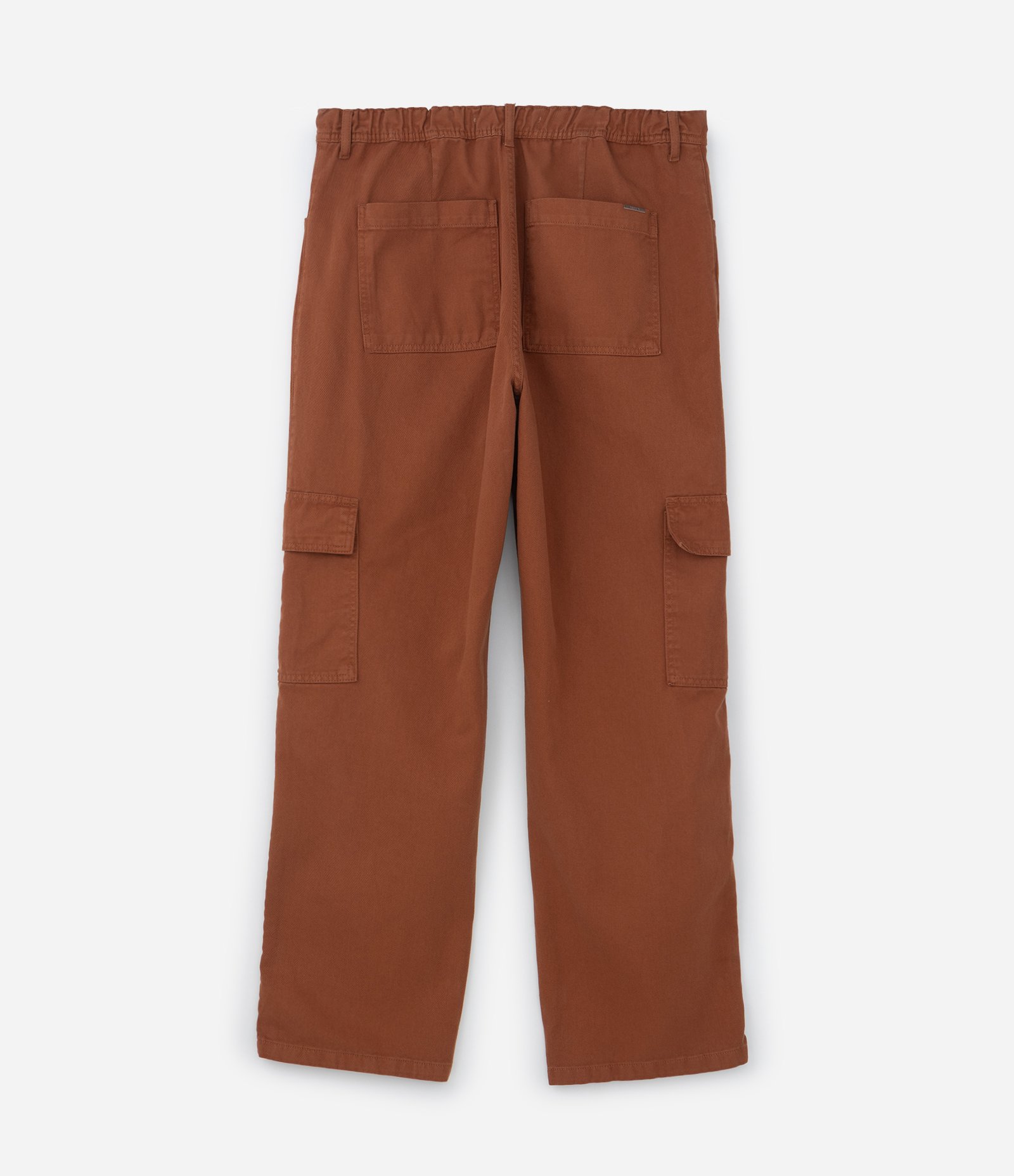 Calça Reta e Sarja com Elástico no Cós e Bolso Cargo Curve & Plus Size Marrom 6