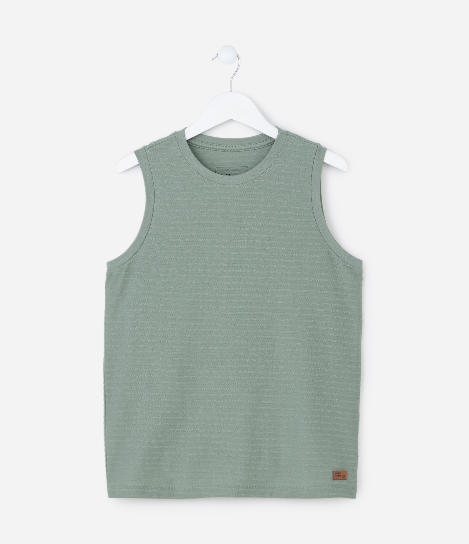 Regata Infantil Texturizada Básica - Tam 5 a 14 Anos Verde 1