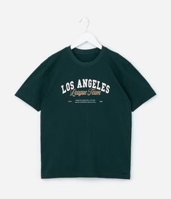 Camiseta Infantil em Piquet com Lettering Los Angeles - Tam 5 a 14 Anos