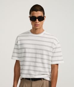 Camiseta Boxy em Algodão com Estampa de Listras