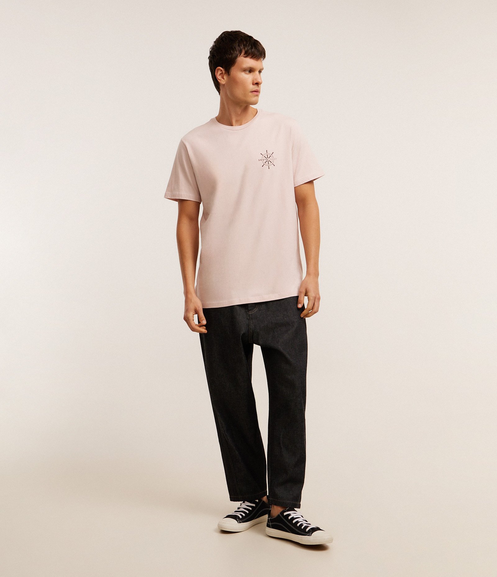 Camiseta Comfort em Algodão com Estampa de Leme Rosa 5