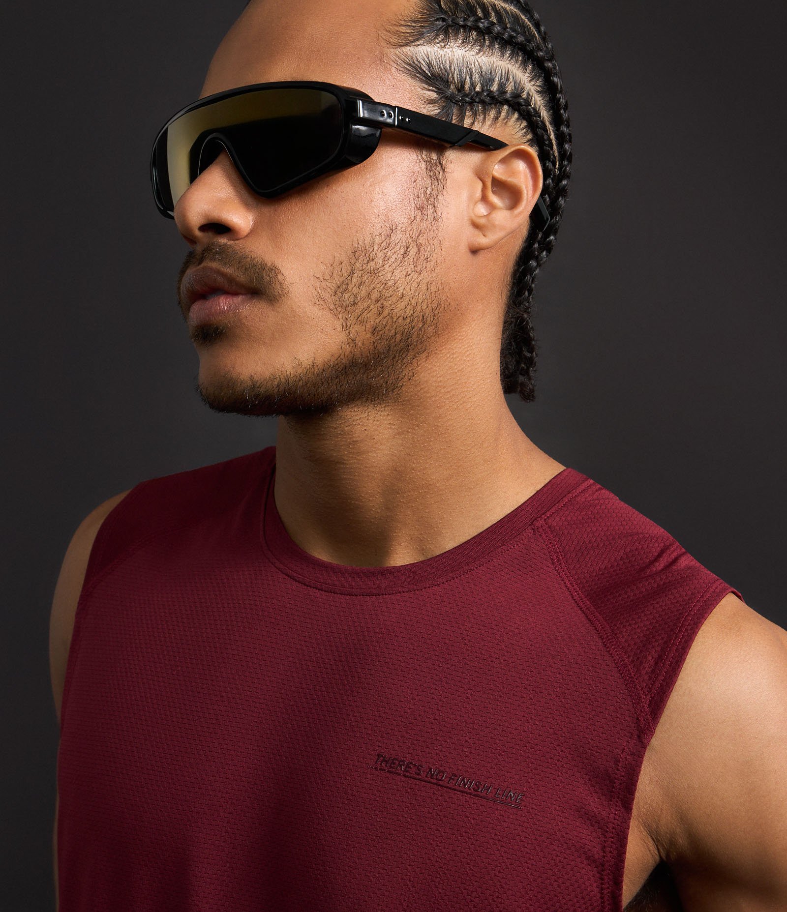 Regata Esportiva com Tecnologia Dry com Estampa Lettering There's No Finish Line Texturizada Vermelho 5