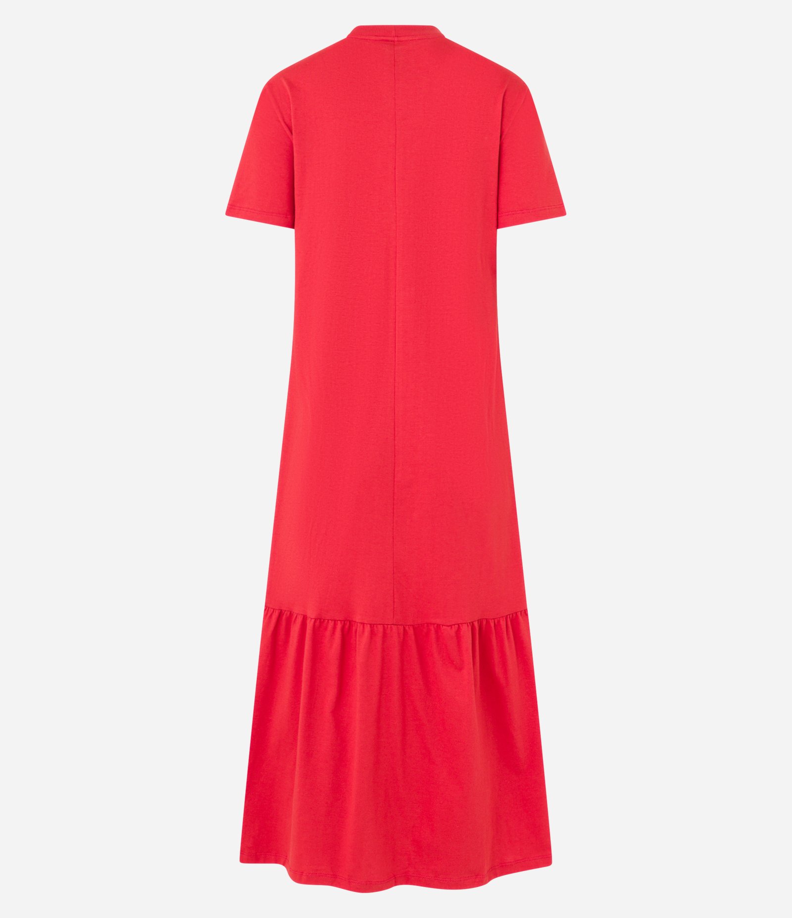 Vestido Evasê Long Midi em Algodão com Babado na Barra Vermelho 4