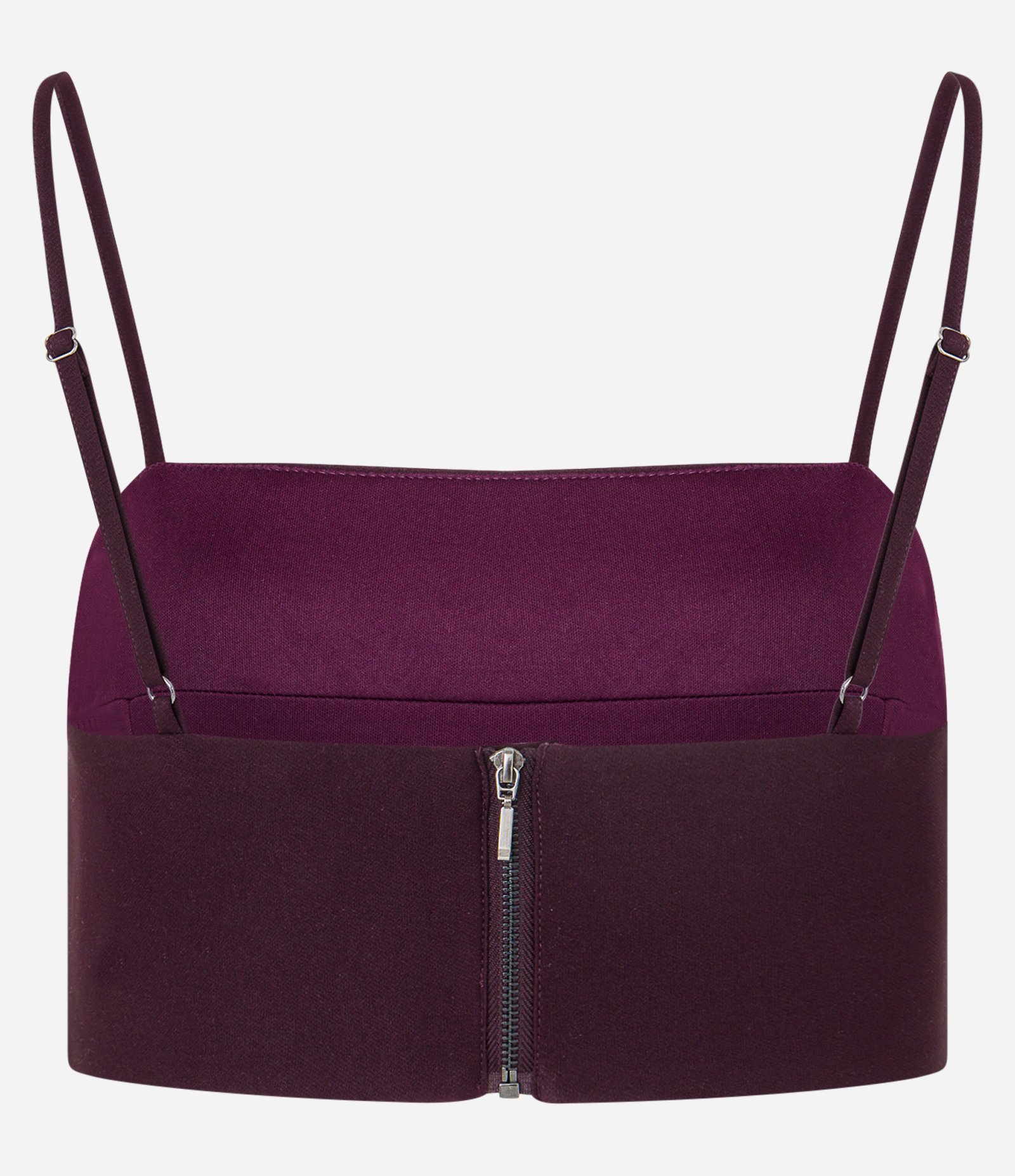 Blusa Cropped em Alfaiataria com Zíper nas Costas Vinho 6