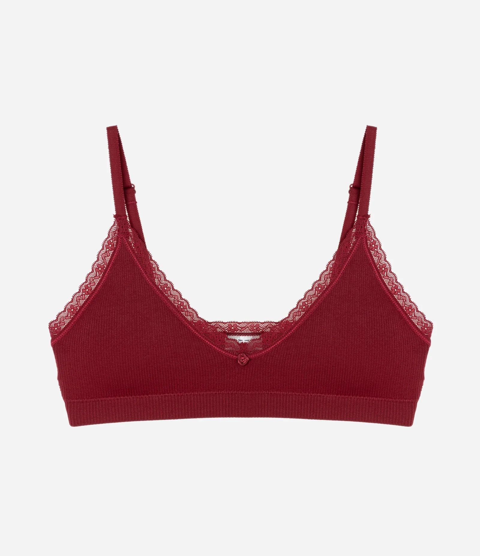 Sutiã Top Seamless Texturizado com Rendinha Vermelho 1
