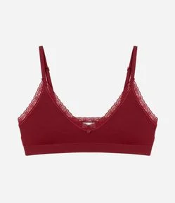 Sutiã Top Seamless Texturizado com Rendinha