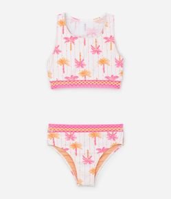 Biquini Infantil em Microfibra com Estampa Tropical - Tam 5 a 14 Anos