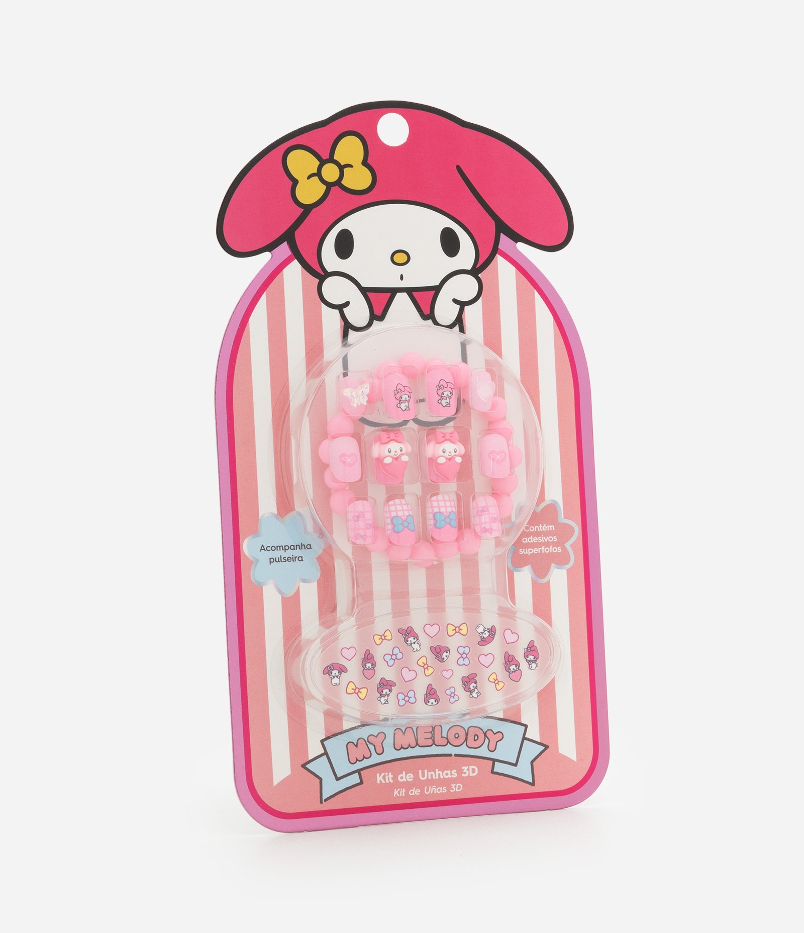Kit de Unhas Posticas My Melody com Acessorios Hello Kitty and Friends Alchemia COLORIDO 1
