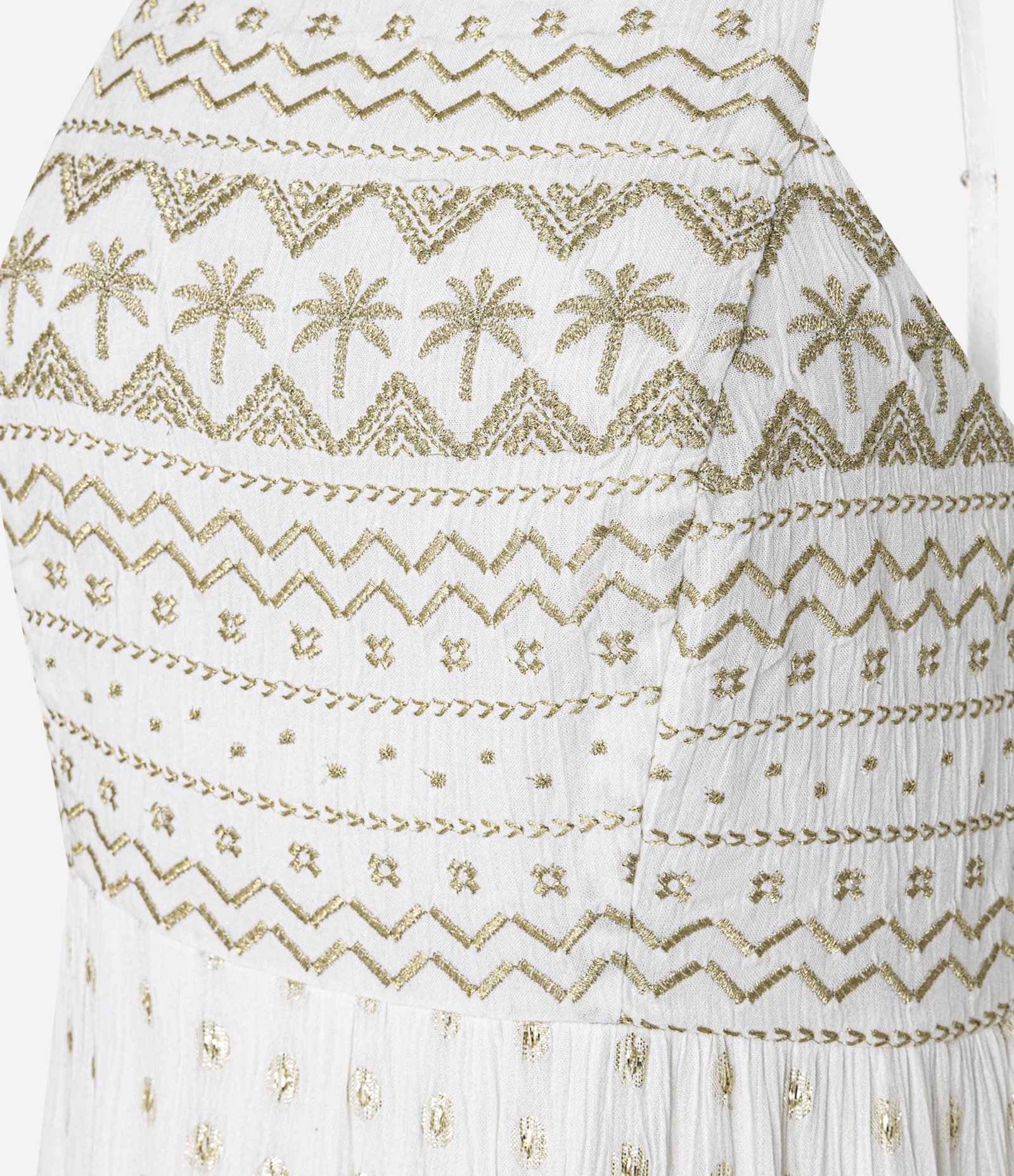 Vestido Longo em Crepe com Bordados Metalizados Branco 7