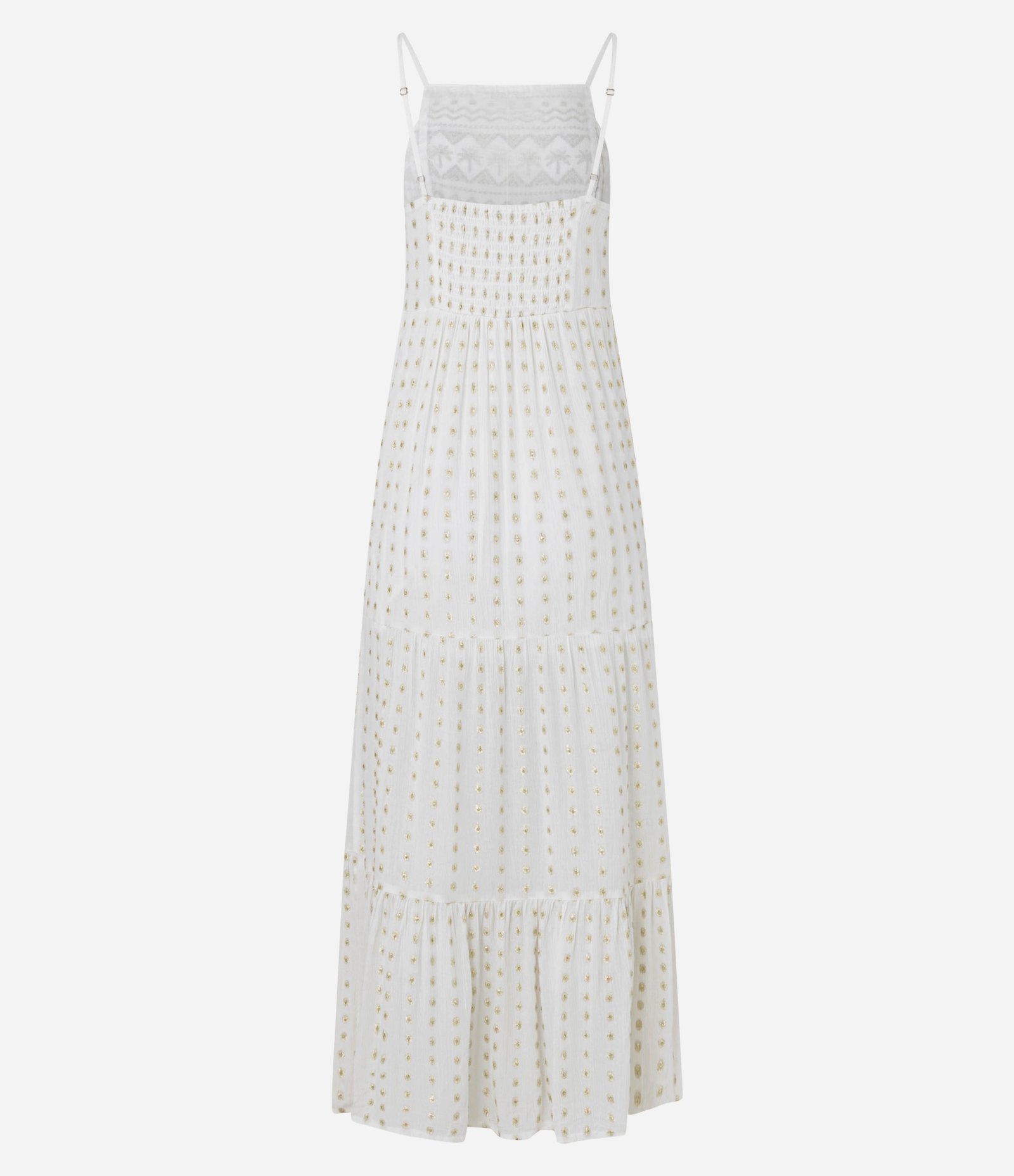 Vestido Longo em Crepe com Bordados Metalizados Branco 8